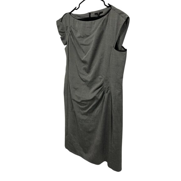 Hugo Boss Gray Cap Sleeve Sheath Dress Virgin Wool Blend Sz 8 - Picture 3 of 11